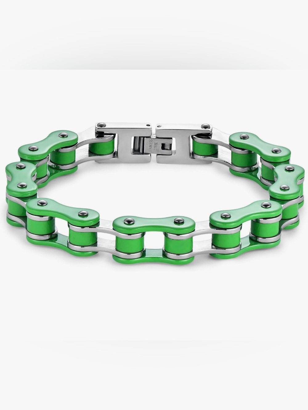 Green Biker Chain Link Bracelet